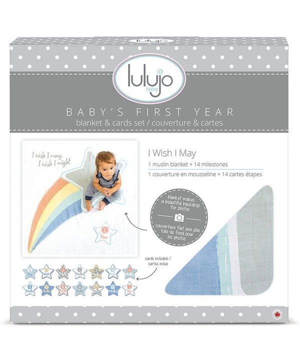 Lulujo Babydecke fürs erste Jahr - I wish I may, 100 cm x 100 cm